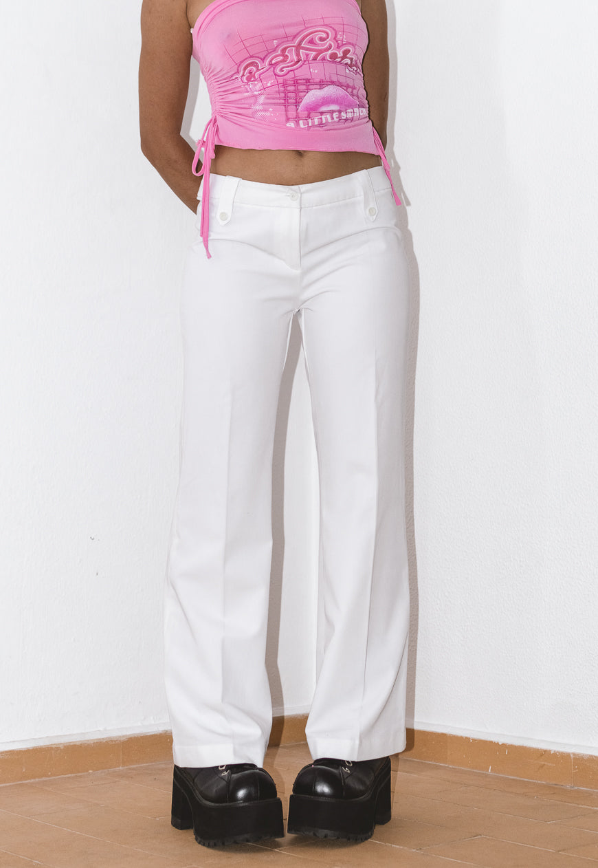 Vintage 2000s Clubbing flared Pants in White