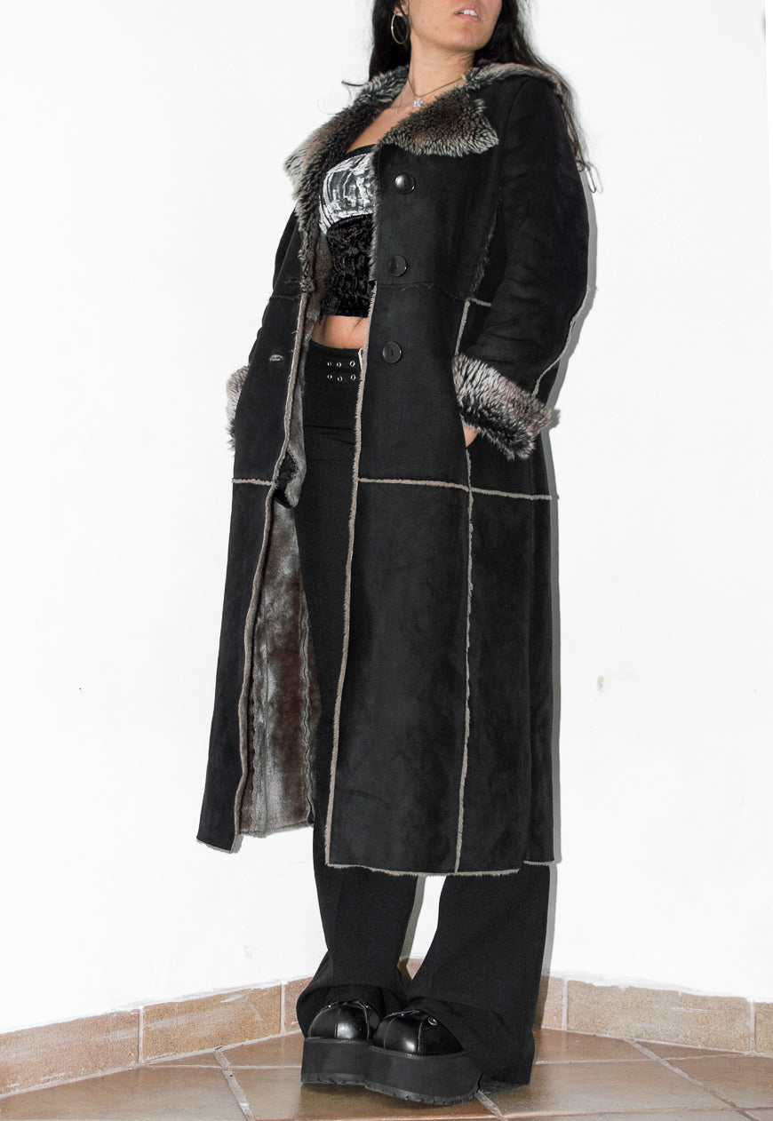 Vintage Long Faux Fur Black Penny Lane Coat