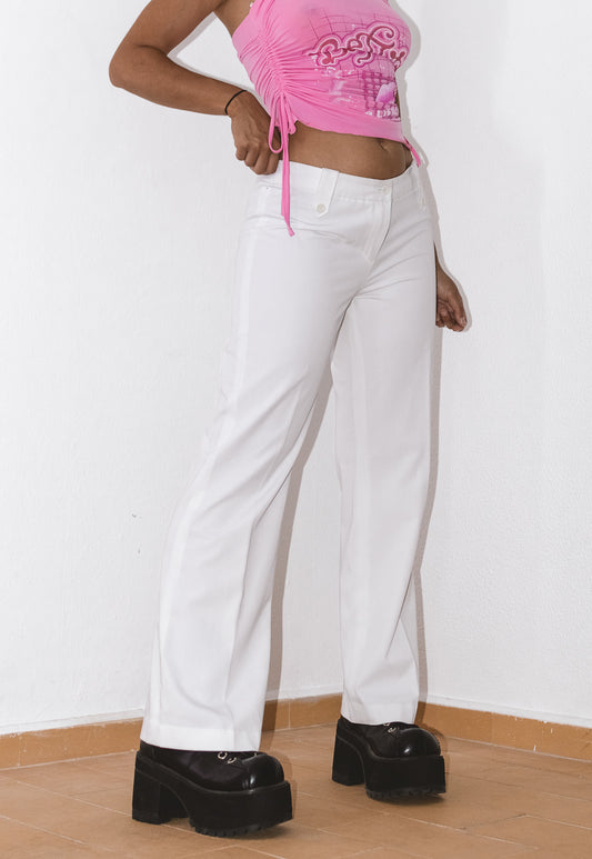 Vintage 2000s Clubbing flared Pants in White