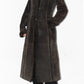 Vintage Faux Fur Long Leather Brown Coat