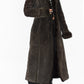 Vintage Faux Fur Long Leather Brown Coat