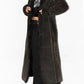 Vintage Faux Fur Long Leather Brown Coat