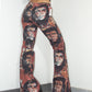 Vintage 2000s Collectible Che Guevara All Over Graphic Print Flared Jeans with Belt - Size L