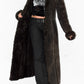 Vintage Faux Fur Long Leather Brown Coat