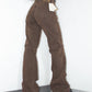 Y2k Vintage Grunge Brown Mid Rise Thick Baggy Flare Denim Pants - Size M