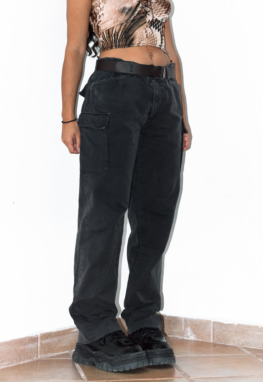 Prada Vintage Navy Blue Cargo Pants Wide Leg