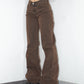 Y2k Vintage Grunge Brown Mid Rise Thick Baggy Flare Denim Pants - Size M