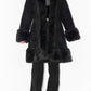 Vintage Black Embroidered Fur Trim Afghan Coat