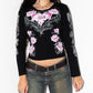 Vintage Y2k Mixed Rock Print Long Sleeves Top with Rhinestones Detail - Size M