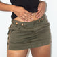 Y2k Vintage Khaki Low Rise Micro Skirt With Eyelets around the waist - Size S