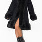 Vintage Black Embroidered Fur Trim Afghan Coat