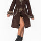 Vintage Brown Belted Faux Suede Afghan Coat