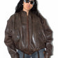 Vintage Heavy Faux Leather Bomber Jacket