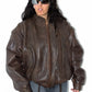 Vintage Heavy Faux Leather Bomber Jacket