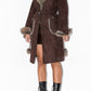 Vintage Brown Belted Faux Suede Afghan Coat