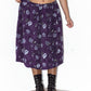 Goth Elastic Waist Purple Flower Midi Skirt