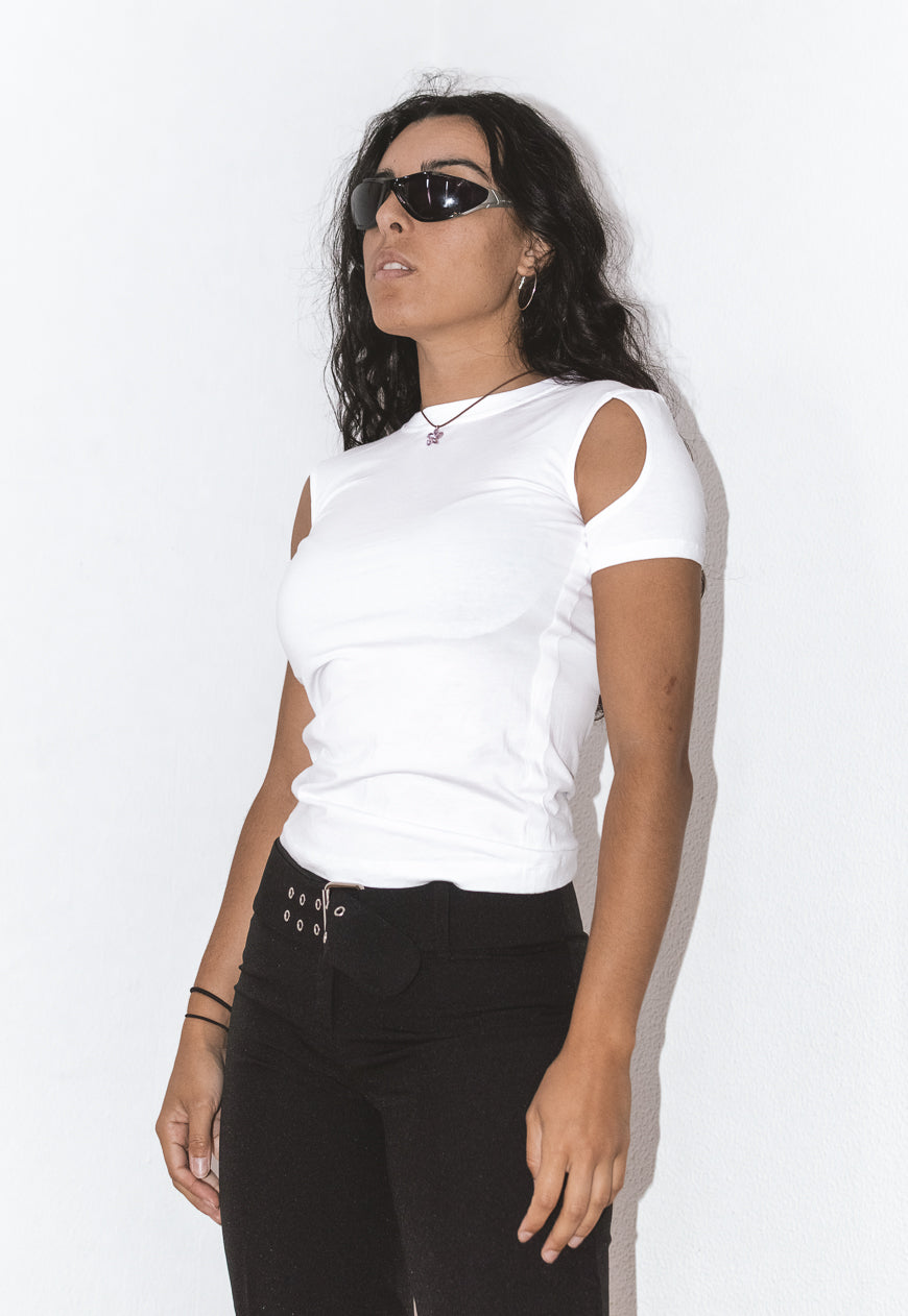 Helmut Lang Cut Out T-shirt in White