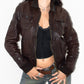 Vintage 90s Brown Faded Real Leather Jacket  - Size S