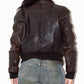 Vintage 90s Brown Faded Real Leather Jacket  - Size S