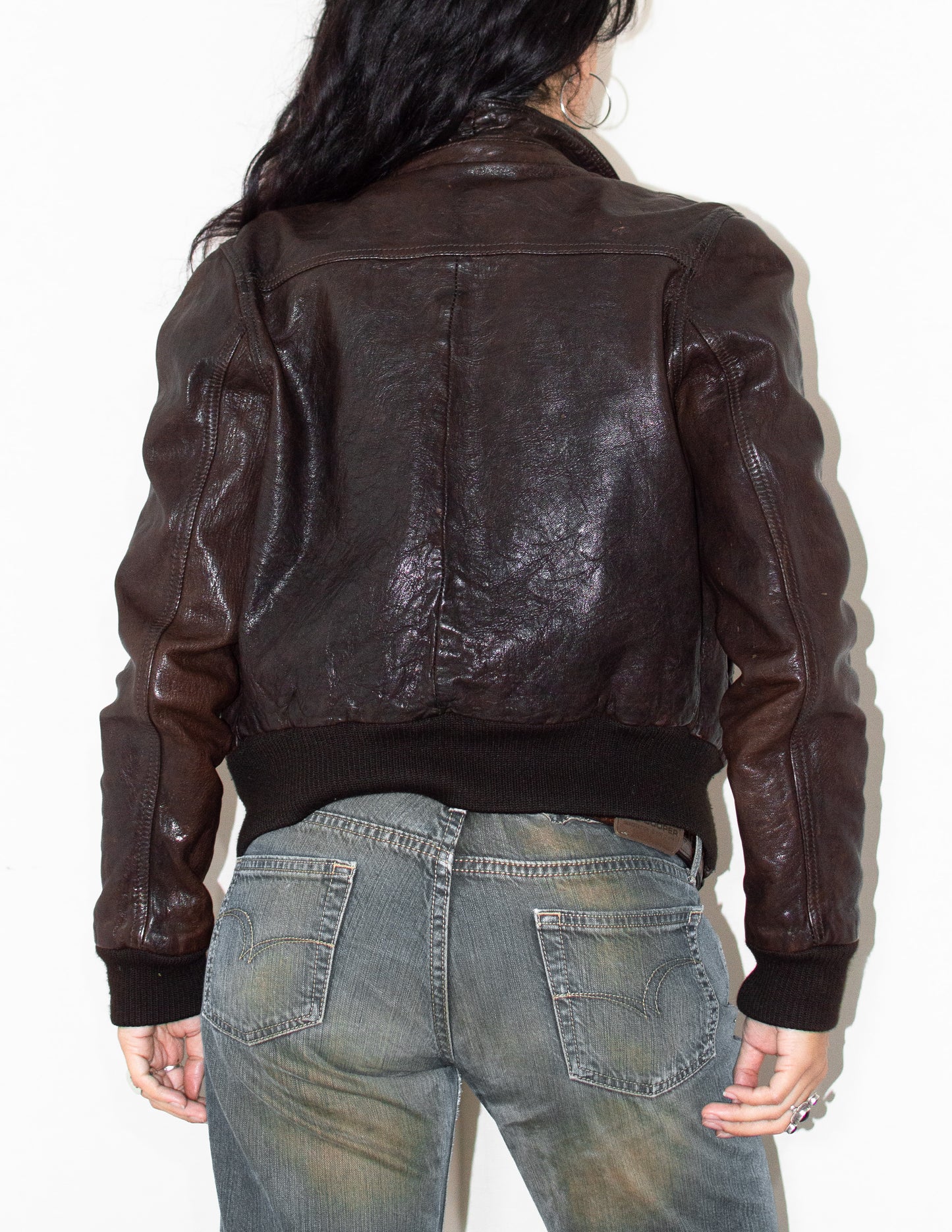 Vintage 90s Brown Faded Real Leather Jacket  - Size S