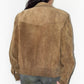 Vintage 80s Reversible Brown Camel Leather Bomber Jacket - Size S