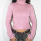 Vintage Y2k Coquette Pink Aesthetic Turtleneck Wool Knit Sweater - Size S