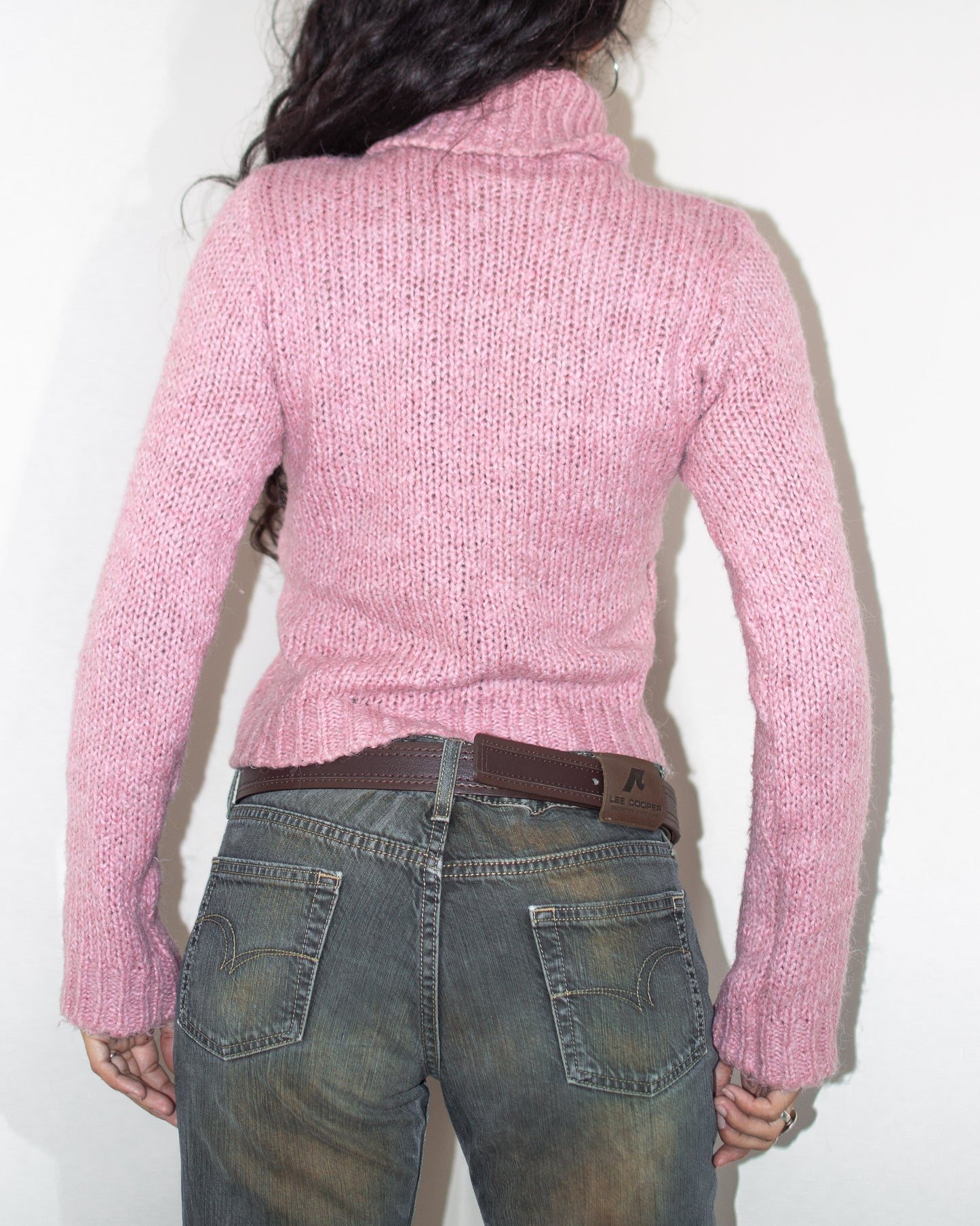 Vintage Y2k Coquette Pink Aesthetic Turtleneck Wool Knit Sweater - Size S