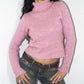 Vintage Y2k Coquette Pink Aesthetic Turtleneck Wool Knit Sweater - Size S