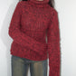 Vintage late 90s Thick Fluffy Knit Red Jumper  - Size M