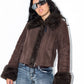 Y2k Vintage Short Brown Faux Fur Jacket