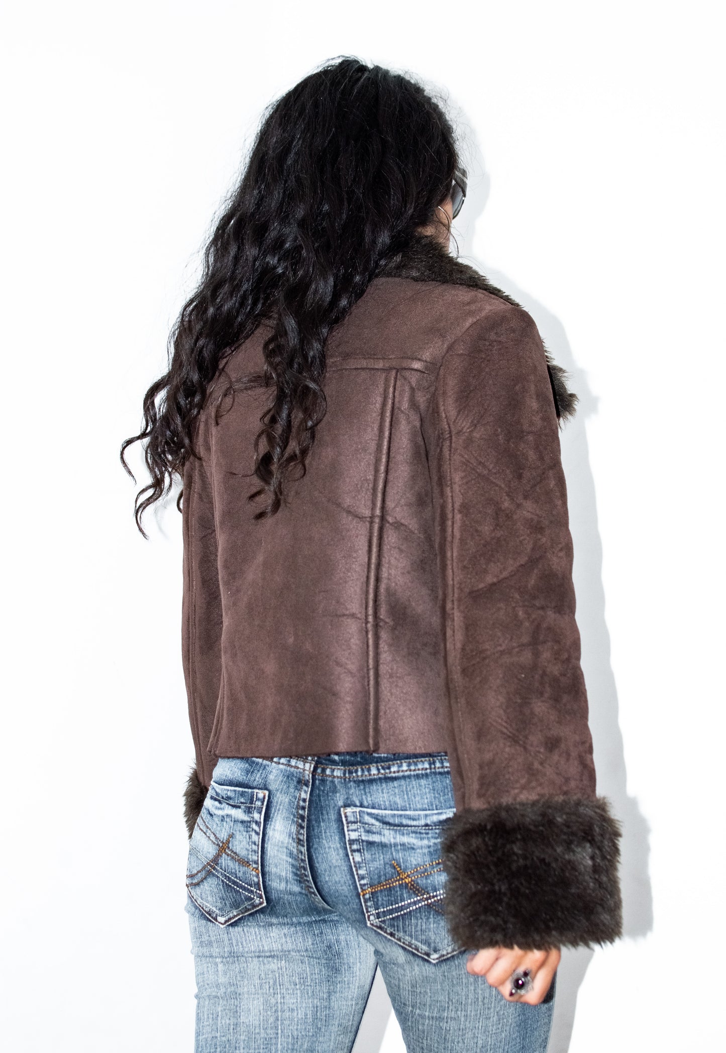 Y2k Vintage Short Brown Faux Fur Jacket