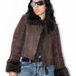 Y2k Vintage Short Brown Faux Fur Jacket