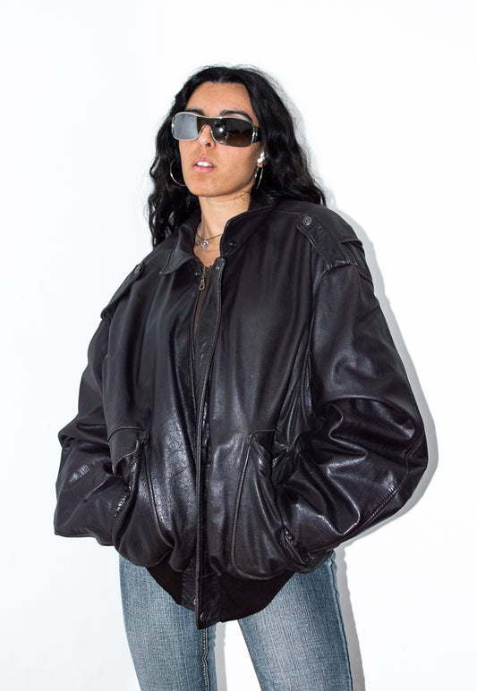 Vintage Oversize Real Leather Blouson Jacket