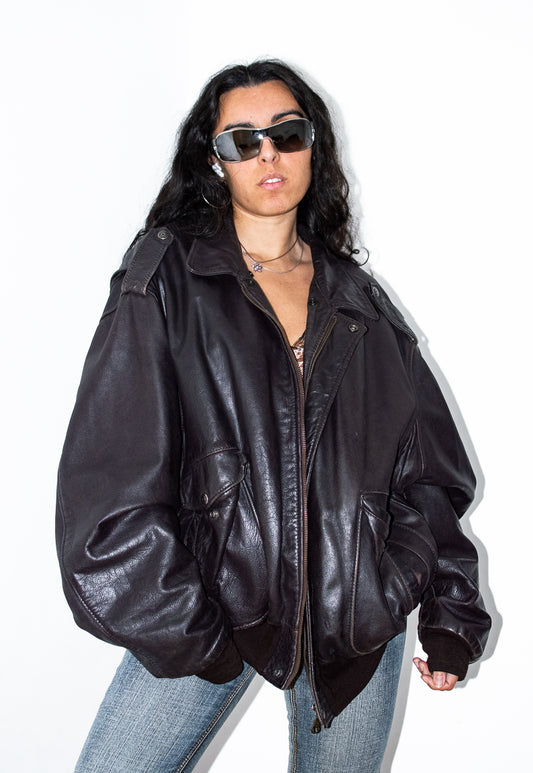 Vintage Oversize Real Leather Blouson Jacket