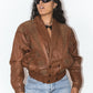 Vintage Brown 80s Leather Bomber Jacket