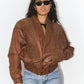 Vintage Brown 80s Leather Bomber Jacket