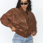 Vintage Brown 80s Leather Bomber Jacket