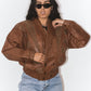 Vintage Brown 80s Leather Bomber Jacket