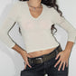 Vintage Y2k Grunge Fairy Neutral Beige V-Neck 3/4 Sleeves shirt - Size M