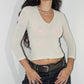 Y2k Grunge Fairy Vintage 3/4 Sleeves Plain Beige Top - Size M