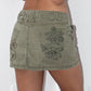 Y2k Vintage Khaki Green Mini Skirt with Butt Fairy Embroidery - Size  S