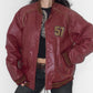 Vintage Late 90s Chevignon Wine Burgundy Oversize Baseball Varsity Real Leather Bomber Jacket