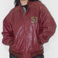 Vintage Late 90s Chevignon Wine Burgundy Oversize Baseball Varsity Real Leather Bomber Jacket