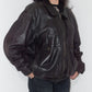 Vintage 90s Zip Up Dark Brown Real Leather Bomber Jacket - Size L