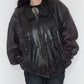 Vintage 90s Zip Up Dark Brown Real Leather Bomber Jacket - Size L