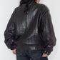 Vintage 90s Zip Up Dark Brown Real Leather Bomber Jacket - Size L