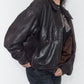 Vintage 90s Zip Up Dark Brown Real Leather Bomber Jacket - Size L