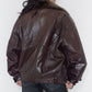 Vintage 90s  Aviator Brown Real Leather Bomber Jacket with Removable Faux Fur collar