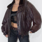 Vintage 90s  Aviator Brown Real Leather Bomber Jacket with Removable Faux Fur collar