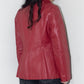 Vintage Y2k Red Zip Up Real Leather Biker Jacket - Size M